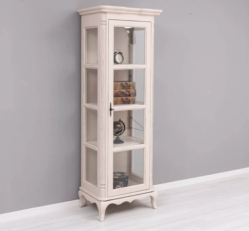 Vintage Vitrine aus Massivholz | Gläserschrank im Barockstil