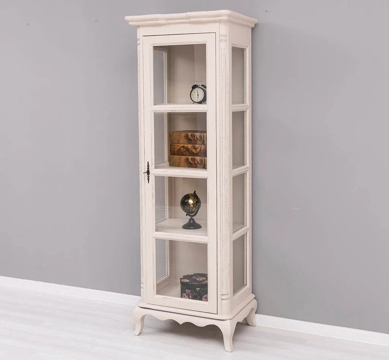 Vintage Vitrine aus Massivholz | Gläserschrank im Barockstil