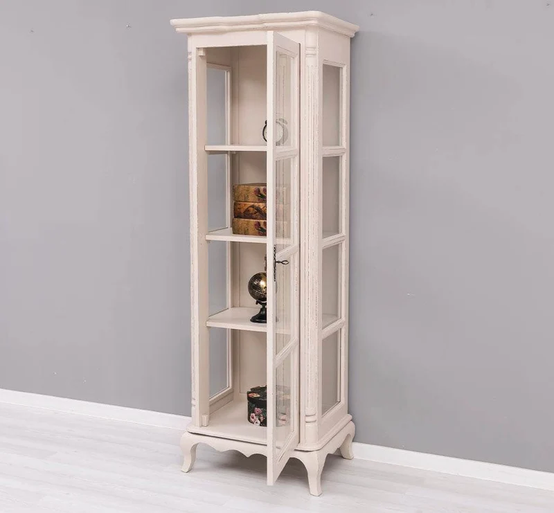 Vintage Vitrine aus Massivholz | Gläserschrank im Barockstil
