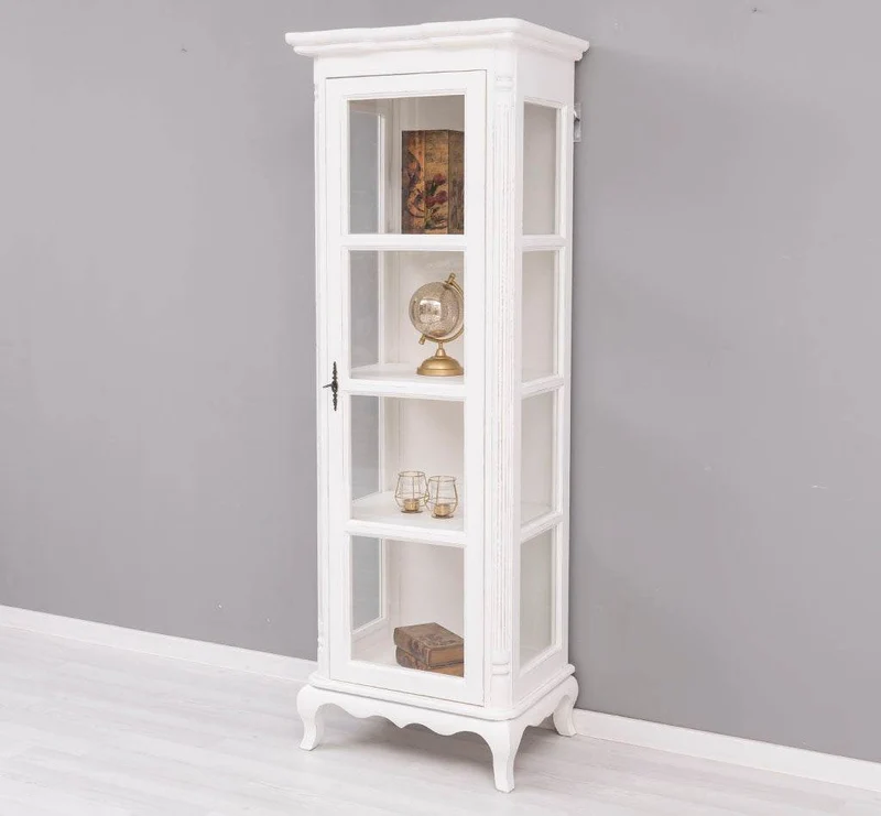 Vintage Vitrine aus Massivholz | Gläserschrank im Barockstil