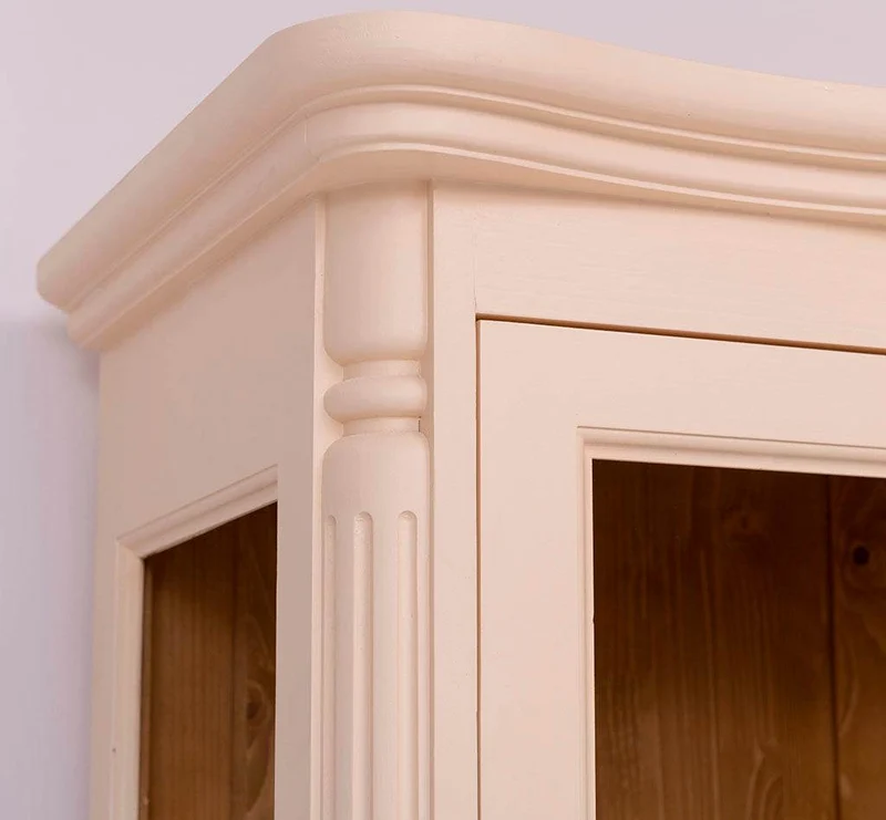 Vintage Vitrinenschrank aus Massivholz mit verglaster Doppeltür | Barock