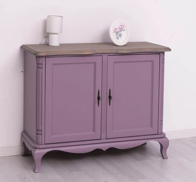 Geschwungenes Sideboard aus Massivholz im Vintage Stil - mit Doppeltür