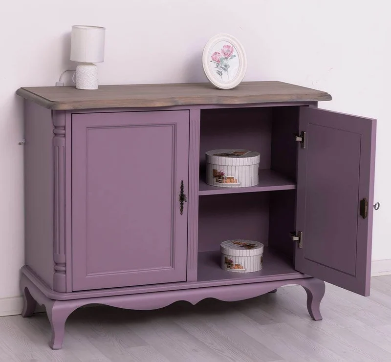 Geschwungenes Sideboard aus Massivholz im Vintage Stil - mit Doppeltür