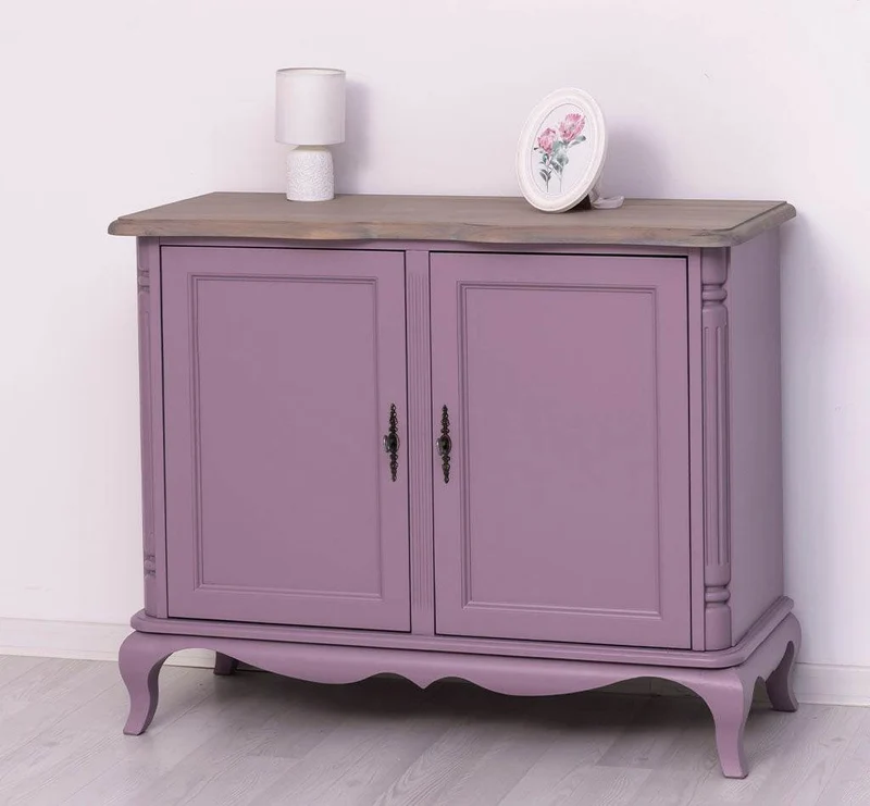 Geschwungenes Sideboard aus Massivholz im Vintage Stil - mit Doppeltür