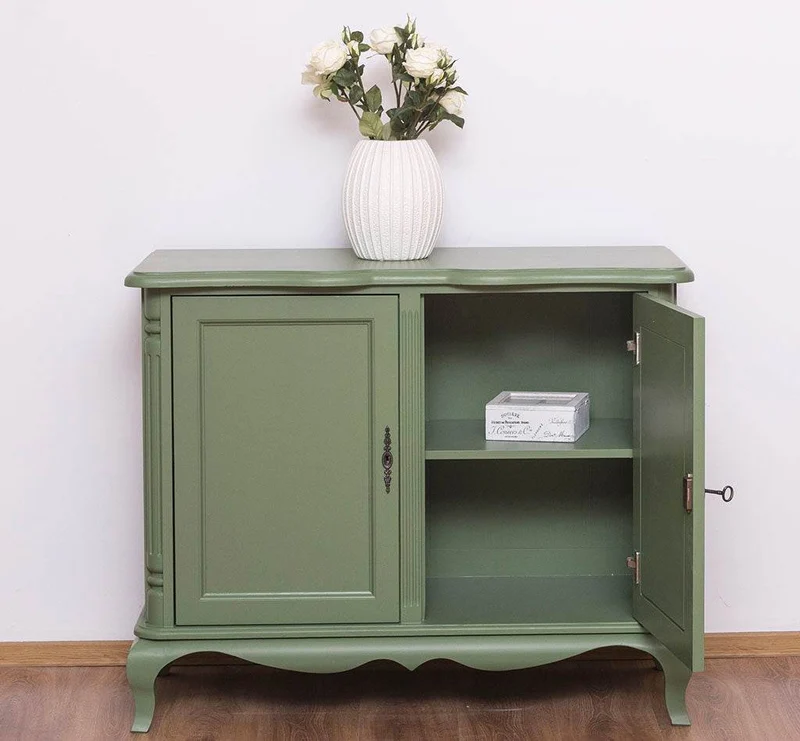 Geschwungenes Sideboard aus Massivholz im Vintage Stil - mit Doppeltür