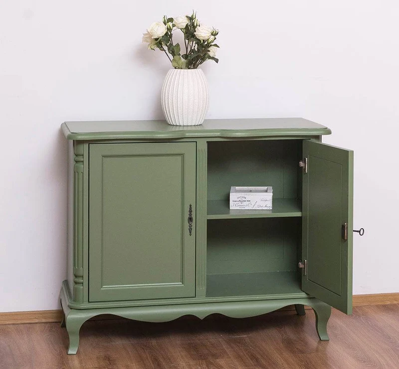 Geschwungenes Sideboard aus Massivholz im Vintage Stil - mit Doppeltür