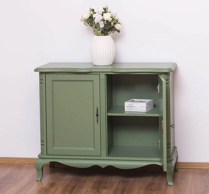 Geschwungenes Sideboard aus Massivholz im Vintage Stil - mit Doppeltür