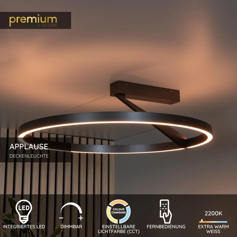 LED-Deckenleuchte Applause dimmbar CCT mit Fernbedienung Ø 60cm