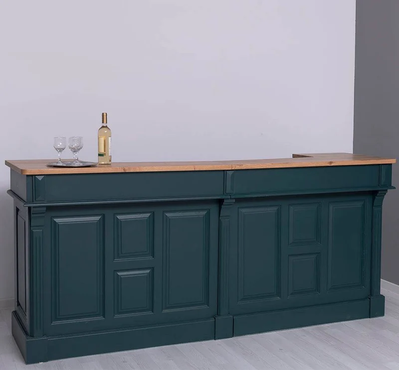 Große Empfangstheke aus Massivholz | Vintage Bartresen im Landhausstil
