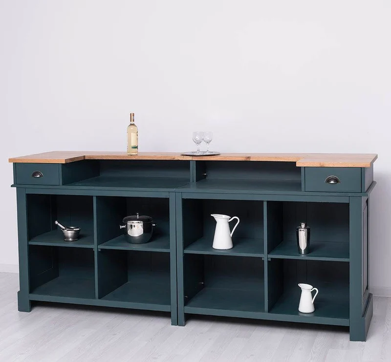Große Empfangstheke aus Massivholz | Vintage Bartresen im Landhausstil