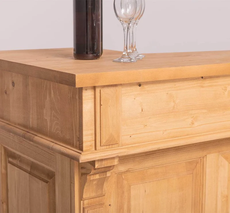 Große Empfangstheke aus Massivholz | Vintage Bartresen im Landhausstil
