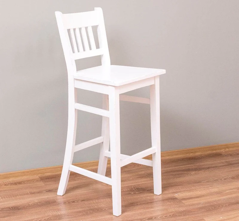 Barhocker mit Lehne aus massiver Pinie