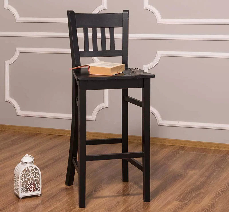 Barhocker mit Lehne aus massiver Pinie