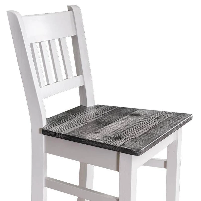 Barhocker mit Lehne aus massiver Pinie