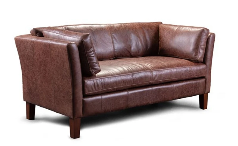 Casa Padrino Luxus Chesterfield 2er Sofa Charlie 152 x 86 x H. 84 cm - Elegantes Wohnzimmer 2er Sofa mit Echtleder - Chesterfield Wohnzimmer Möbel