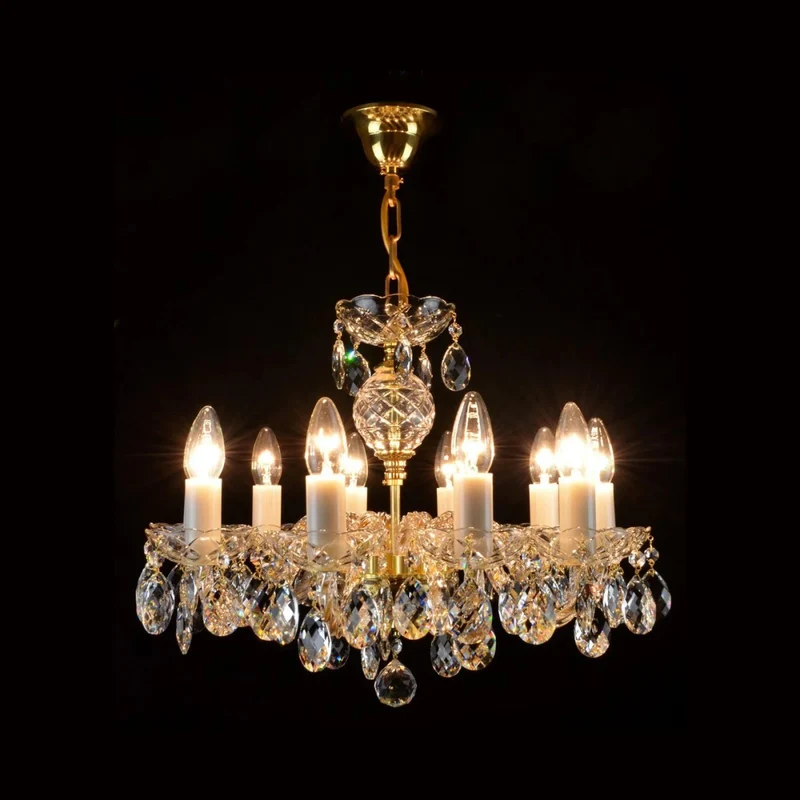 Casa Padrino Luxus Barock Kristall Kronleuchter Gold Ø 52 x H. 35 cm - Prunkvolle Messing Kronleuchter mit böhmischem Kristallglas - Barock Möbel - Edel & Prunkvoll