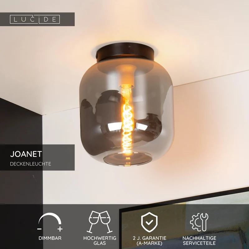 Deckenleuchte Joanet 1-flammig mit Glasschirm Ø 25cm