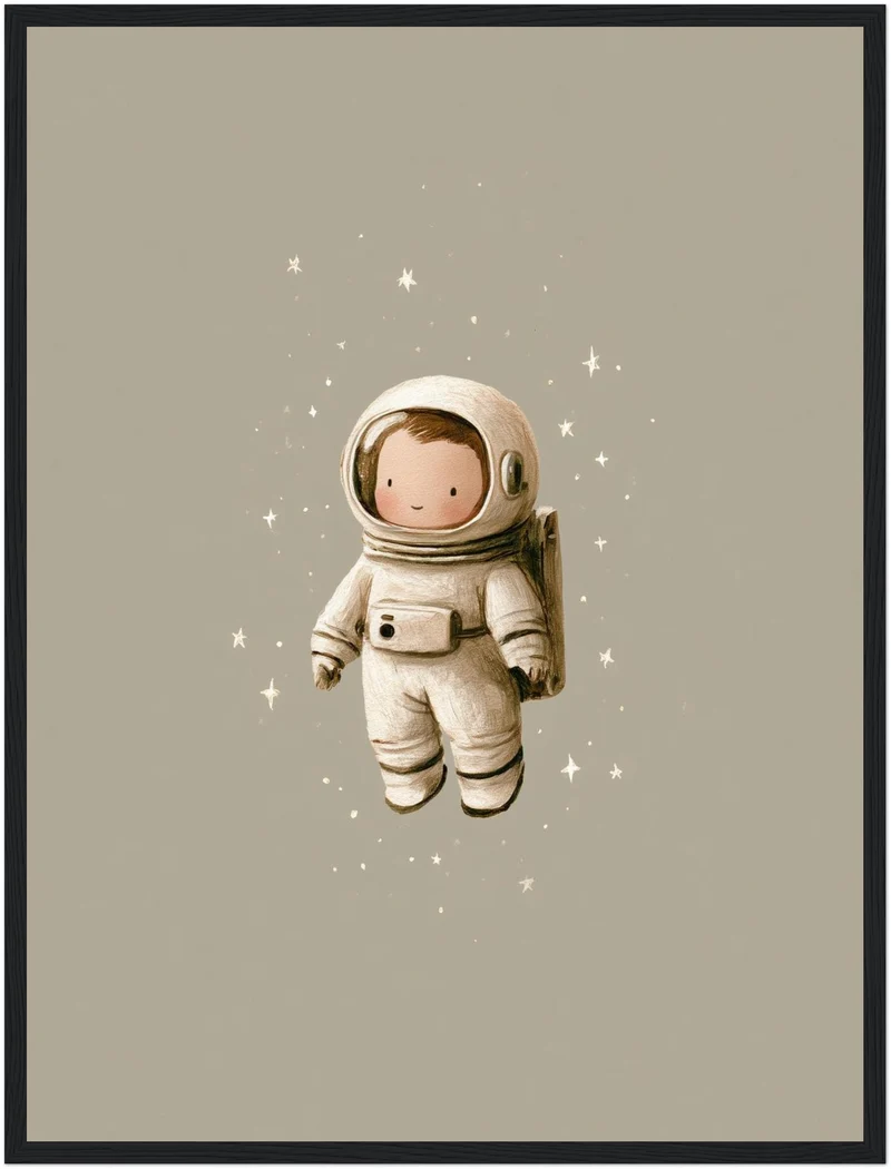 Kleiner Astronaut im Weltall Poster