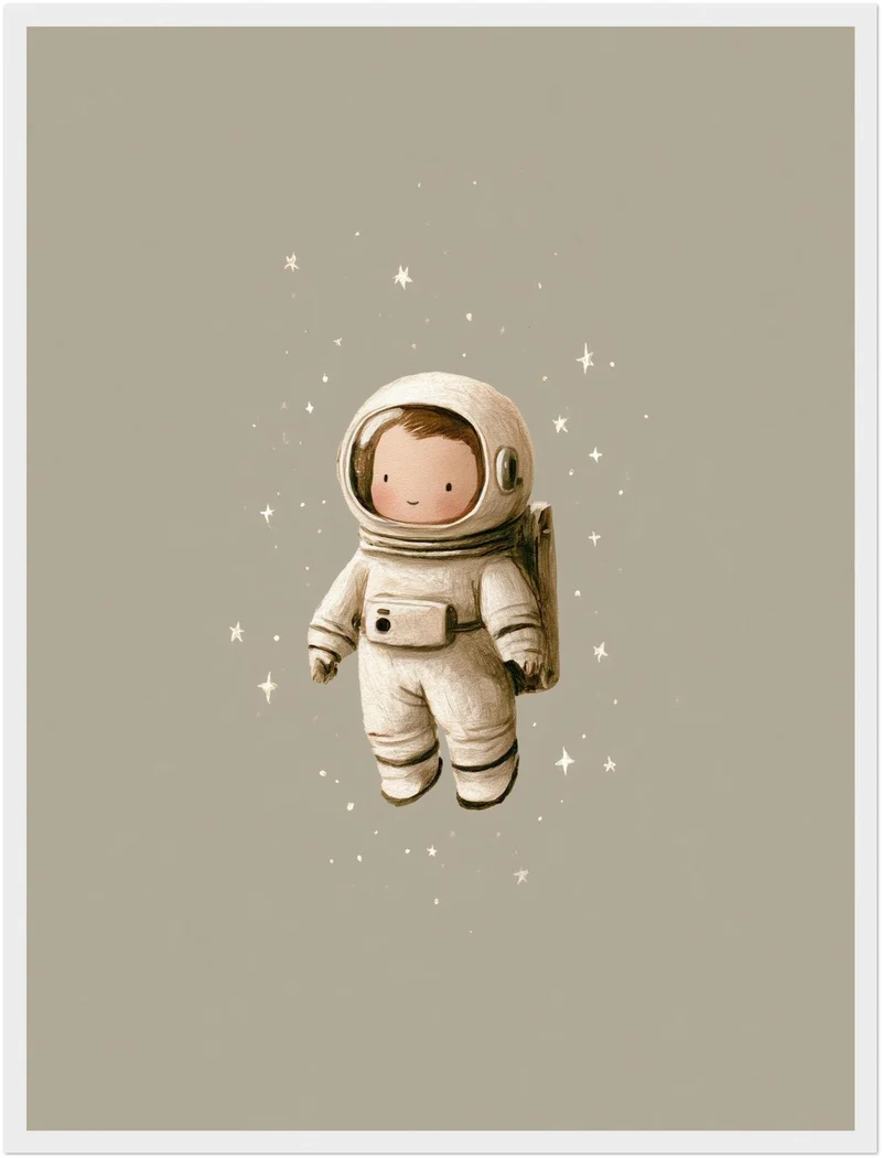 Kleiner Astronaut im Weltall Poster