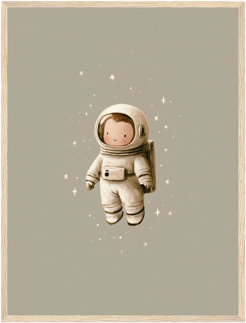 Kleiner Astronaut im Weltall Poster