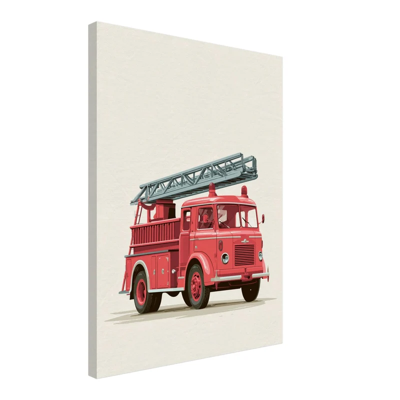 Rotes Feuerwehrauto Vintage Leinwand