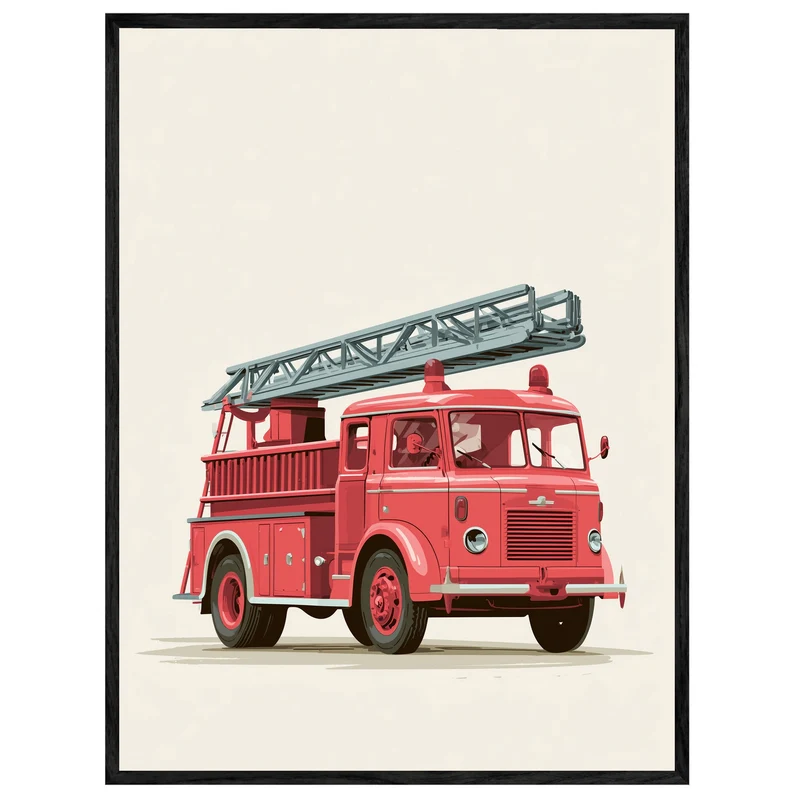 Rotes Feuerwehrauto Vintage Leinwand