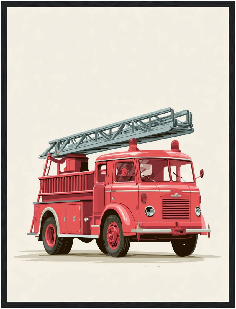 Rotes Feuerwehrauto Vintage Poster