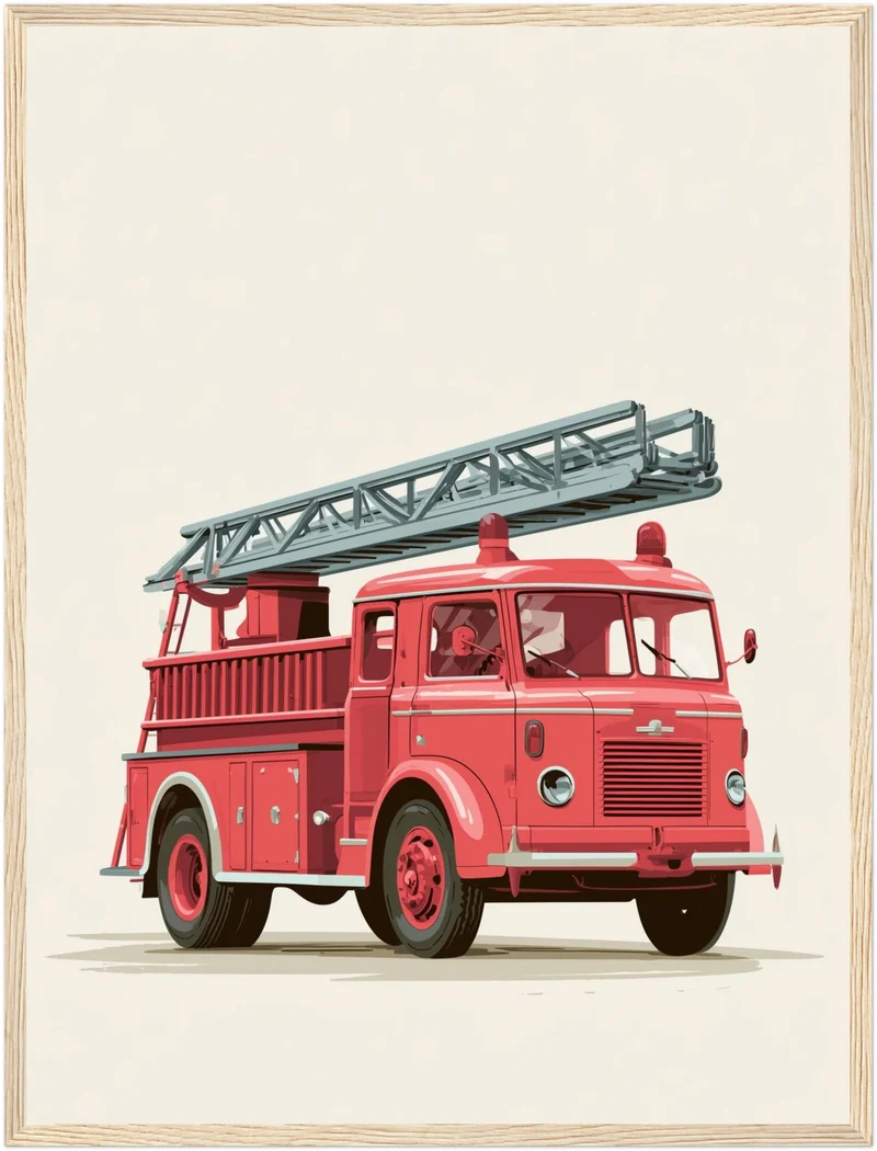 Rotes Feuerwehrauto Vintage Poster