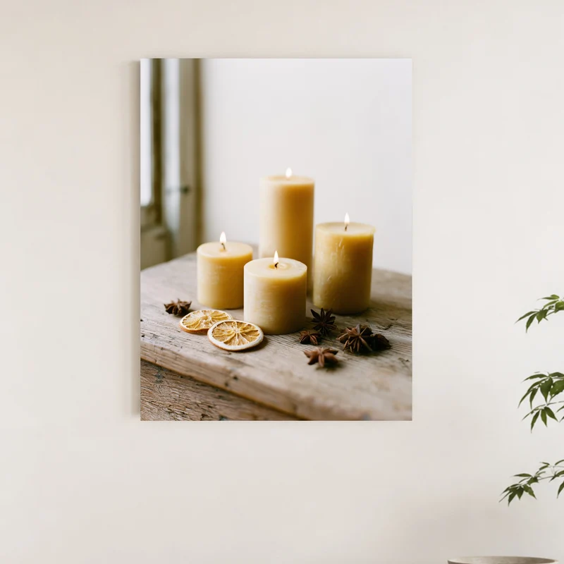Goldene Kerzen im Stillleben Leinwand