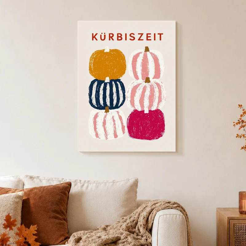 Kürbiszeit in Farbe Leinwand