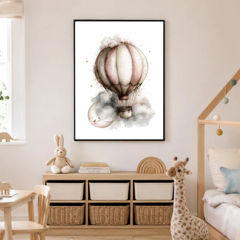 Mondnacht Heißluftballon Traum Poster