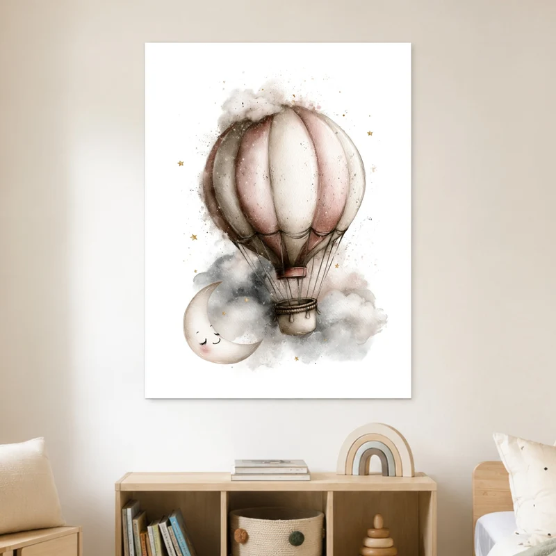 Mondnacht Heißluftballon Traum Poster