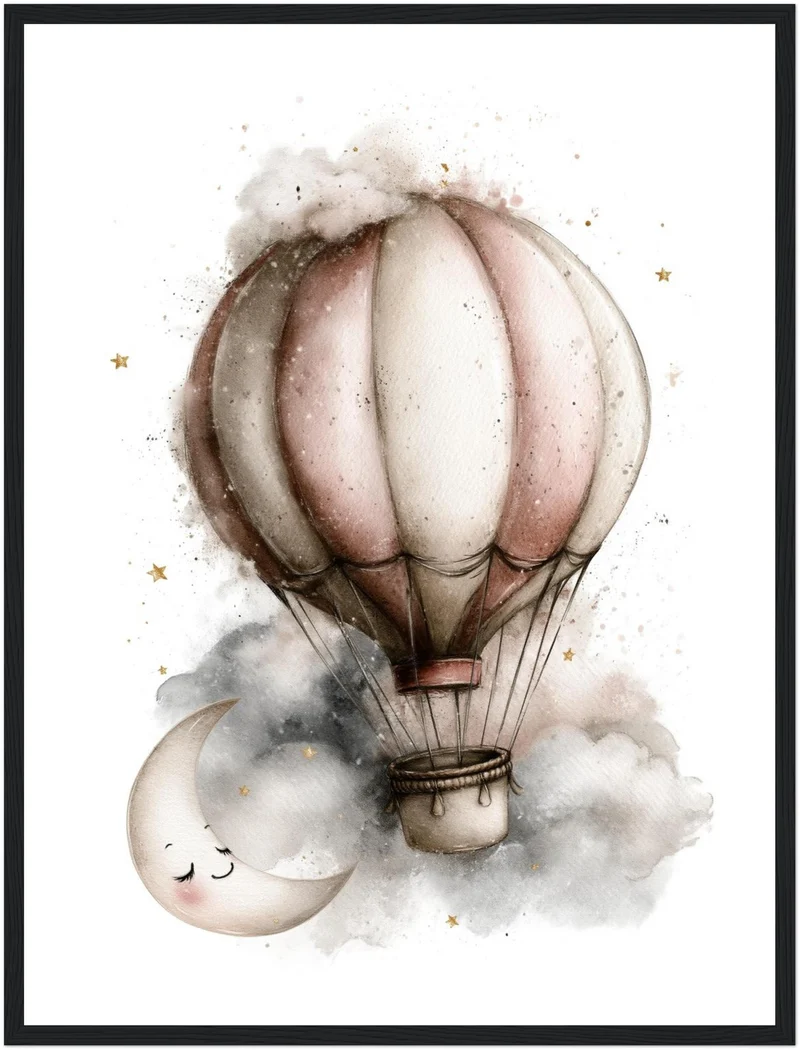 Mondnacht Heißluftballon Traum Poster