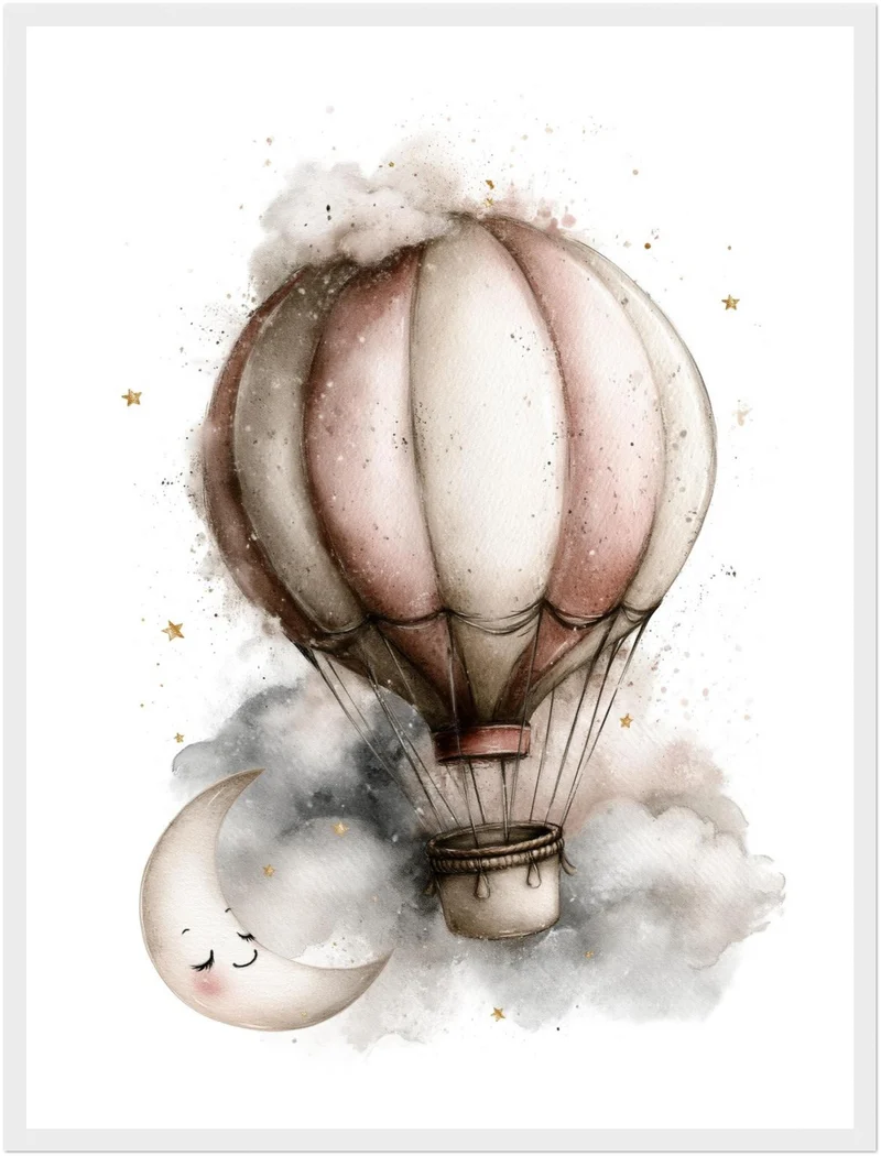 Mondnacht Heißluftballon Traum Poster