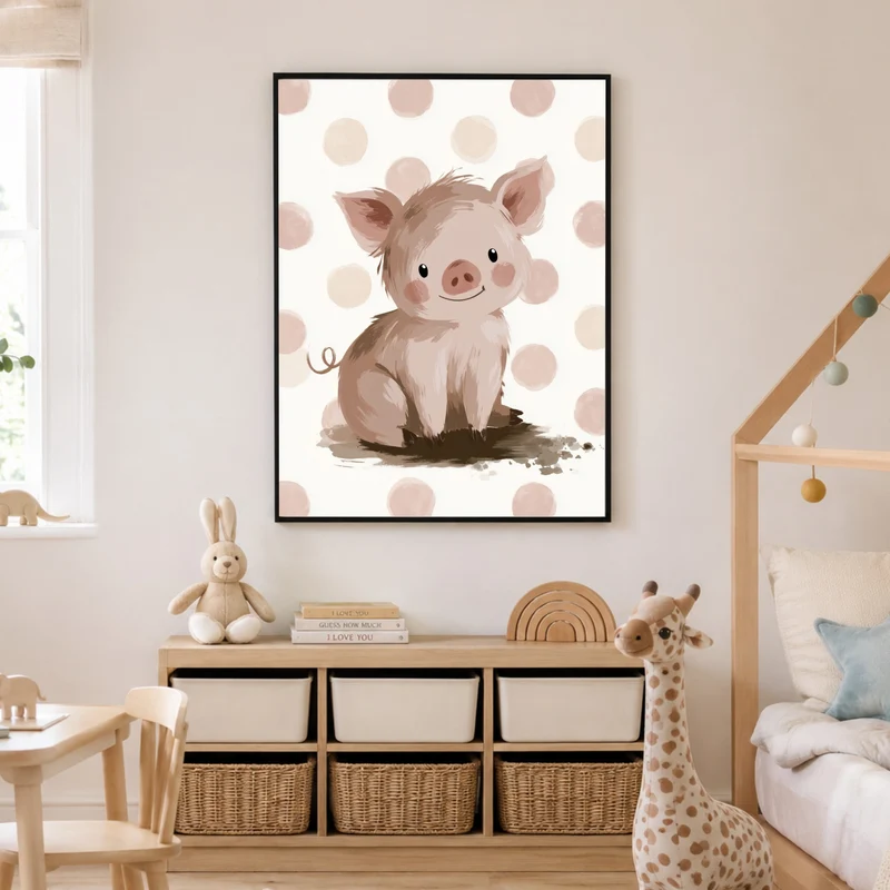 Kleines Schweinchen Aquarell Poster