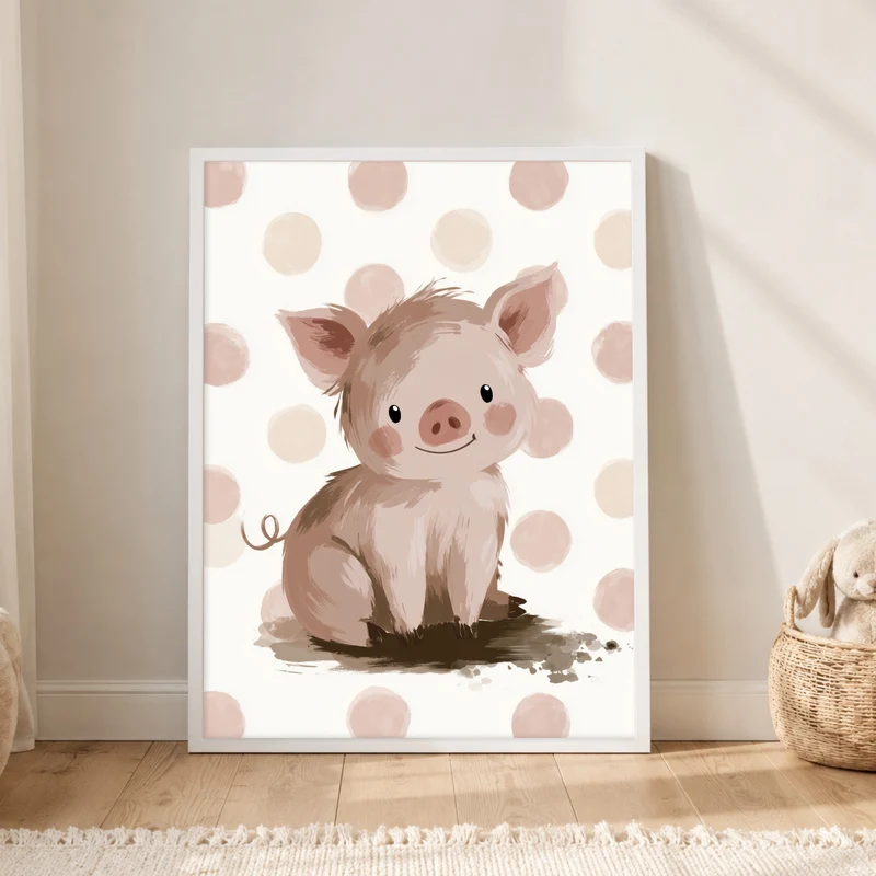 Kleines Schweinchen Aquarell Poster