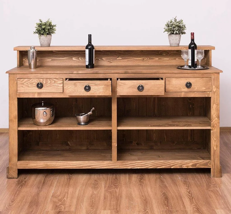 Empfangstheke aus Massivholz - Bartresen mit vier Schubladen