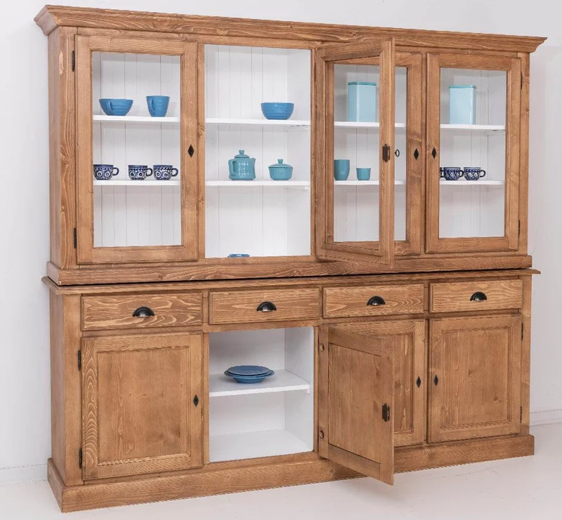 Esszimmerschrank aus Massivholz | Geschirrschrank | 2-teilig | 4 Elemente