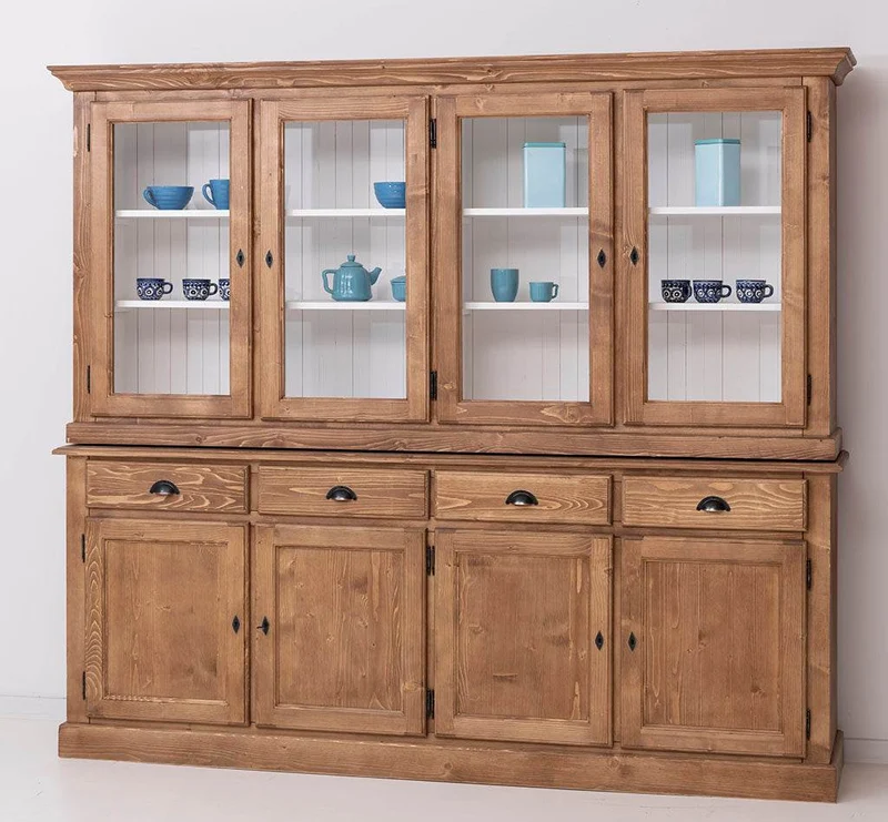 Esszimmerschrank aus Massivholz | Geschirrschrank | 2-teilig | 4 Elemente