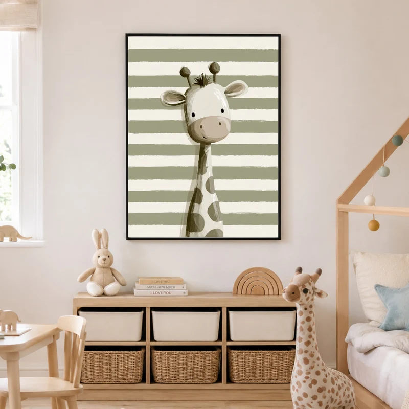 Kleine Giraffe gestreift Poster