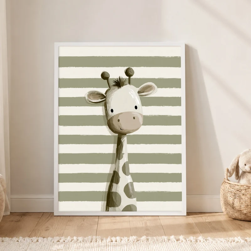 Kleine Giraffe gestreift Poster