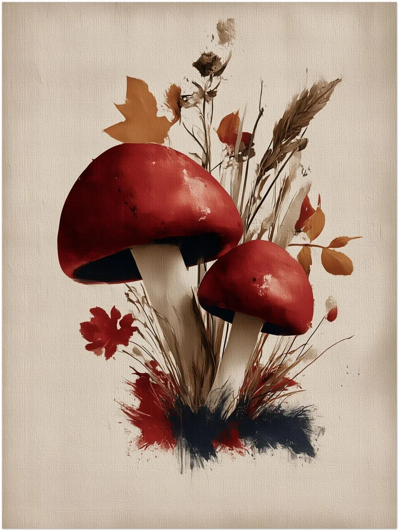 Rote Pilze im Herbst Leinwand
