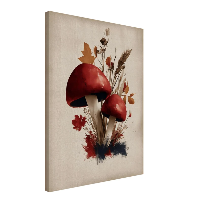 Rote Pilze im Herbst Leinwand