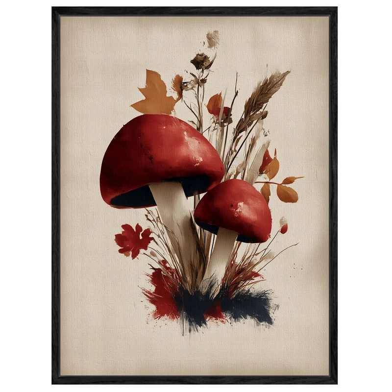 Rote Pilze im Herbst Leinwand