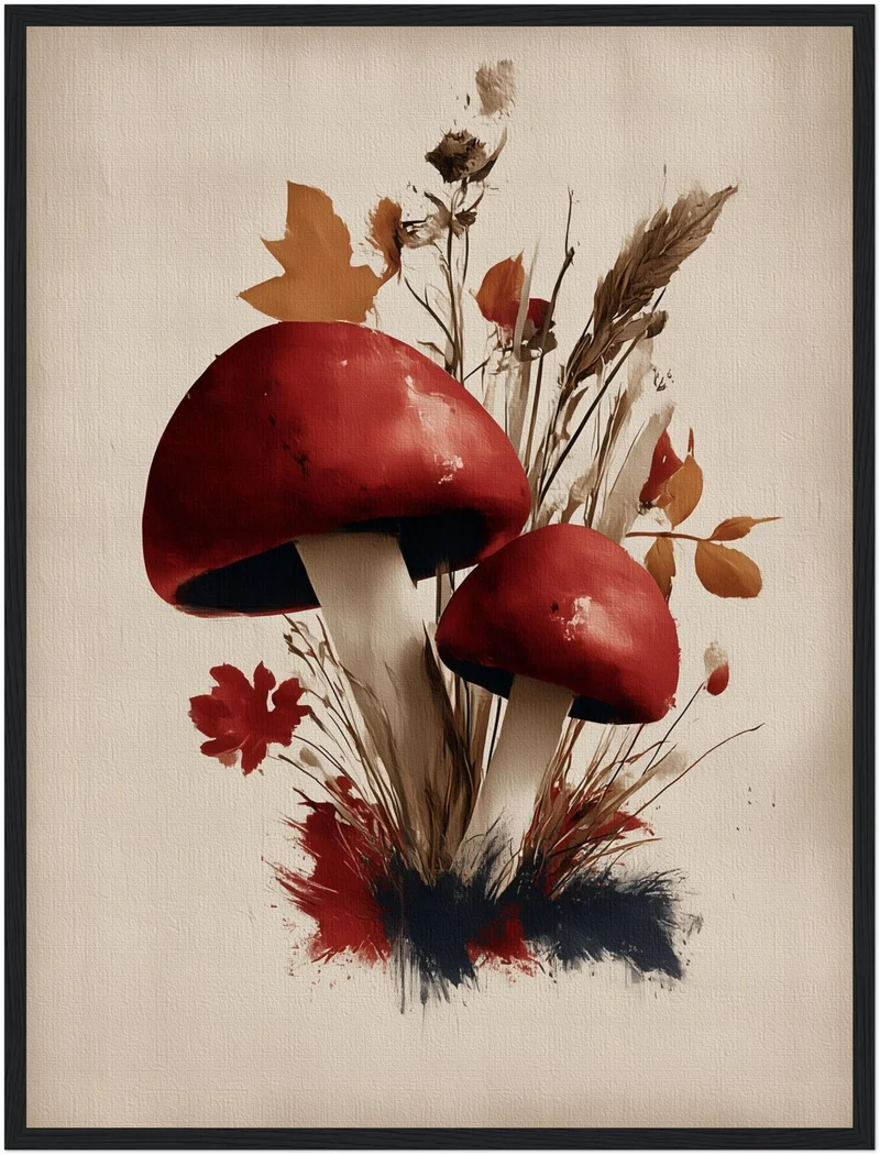 Rote Pilze im Herbst Poster