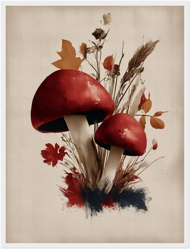 Rote Pilze im Herbst Poster
