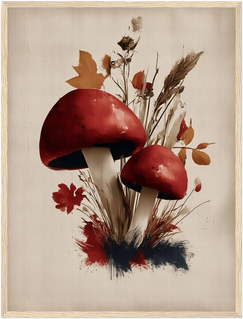 Rote Pilze im Herbst Poster