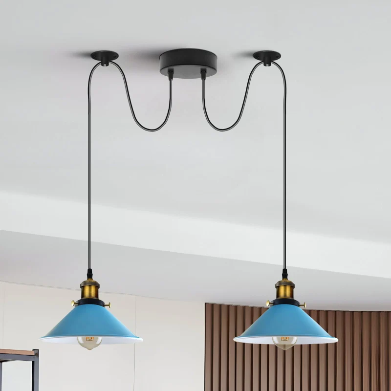 Deko Blaue industrielle Pendelleuchten 22cm|E27~2241