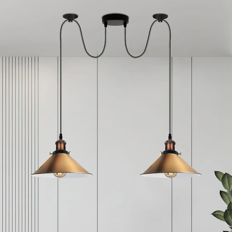 2-Flammig Deckenlampe|Modern Pendelleuchte|E27|Schirm Ø 22cm~2237