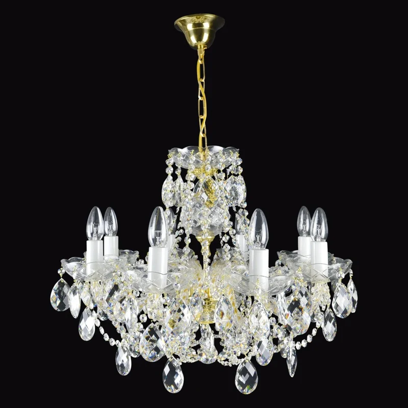 Casa Padrino Luxus Barock Kristall Kronleuchter Gold Ø 60 x H. 44 cm - Prunkvolle Messing Kronleuchter mit böhmischem Kristallglas - Barock Möbel - Edel & Prunkvoll